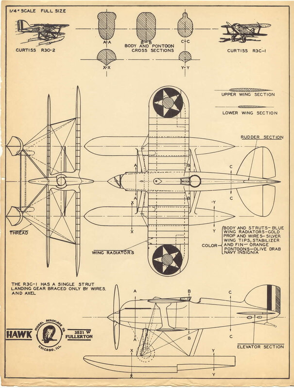 Curtiss R3C-1 aircraft blueprint