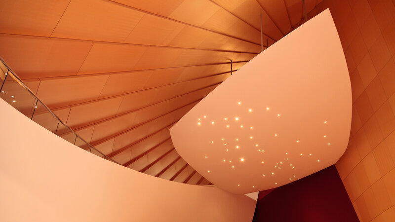 Curved Architectural Ceiling — Orange