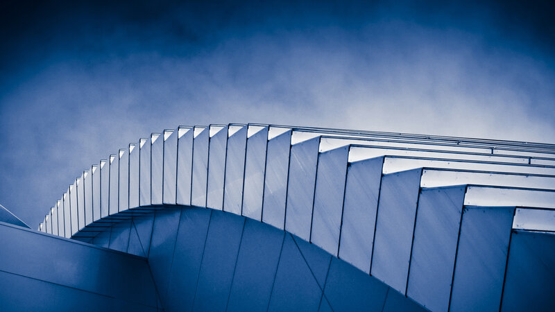 Curved Architectural Structure — Blue, Dramatic