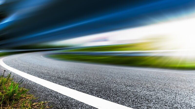 Curved Asphalt Road — Gray, Dynamic