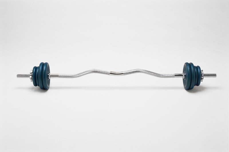 curved barbell with weights
