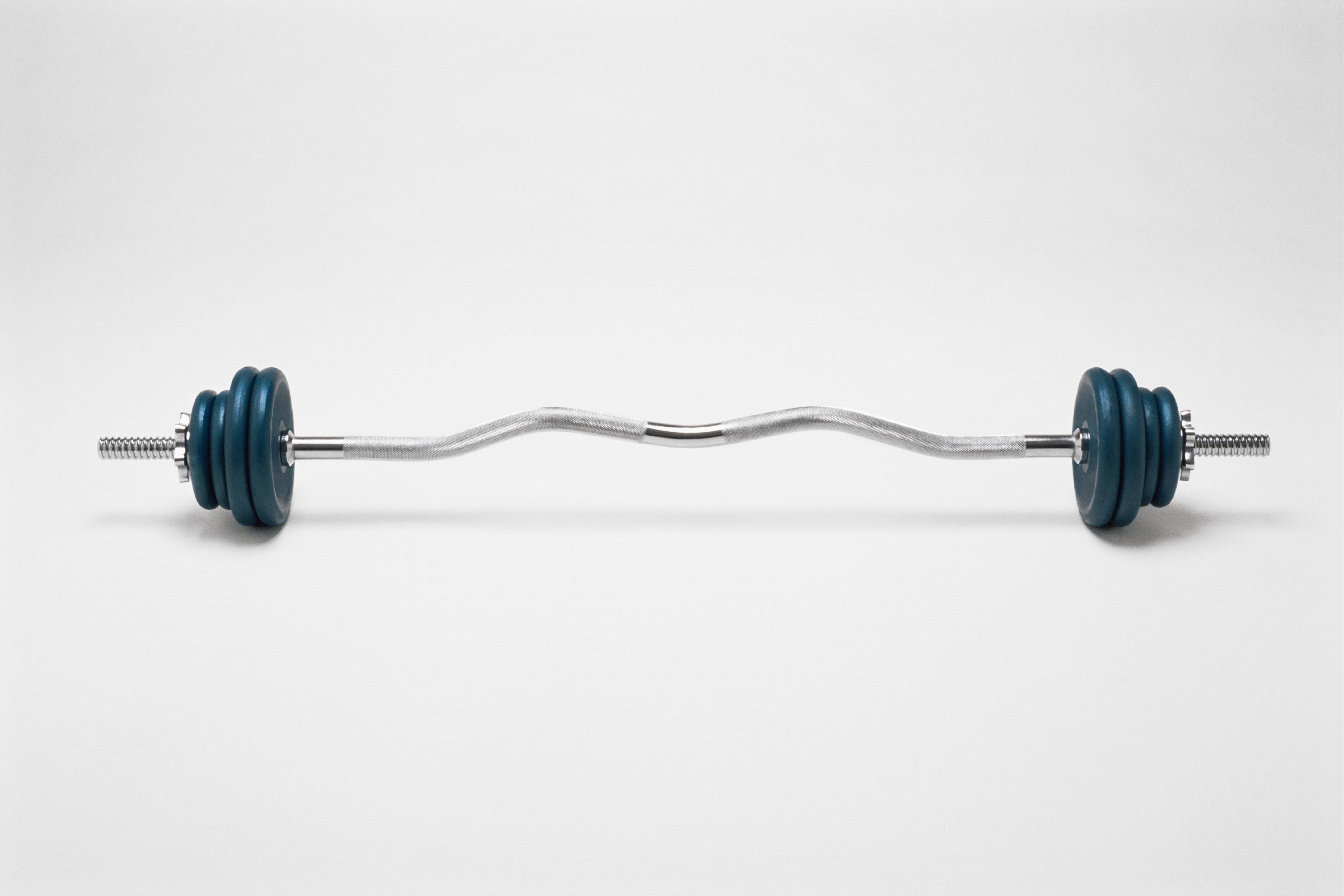 curved barbell with weights