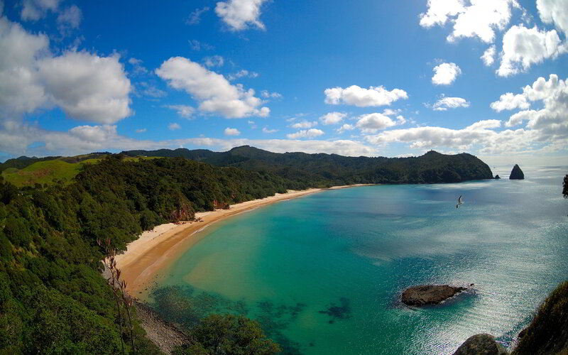 Curved Beach Cove — Blue, Serene