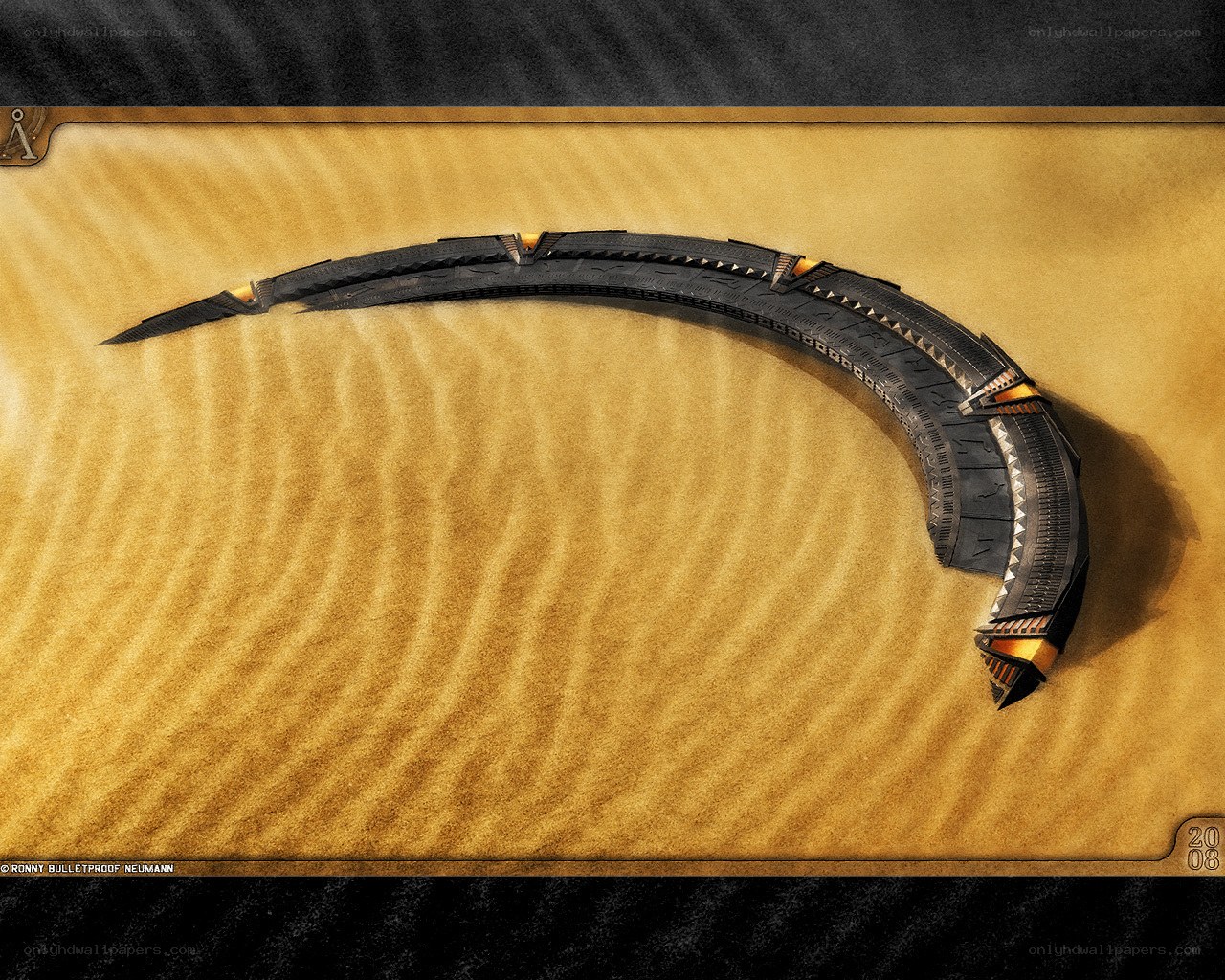 curved blade on sand