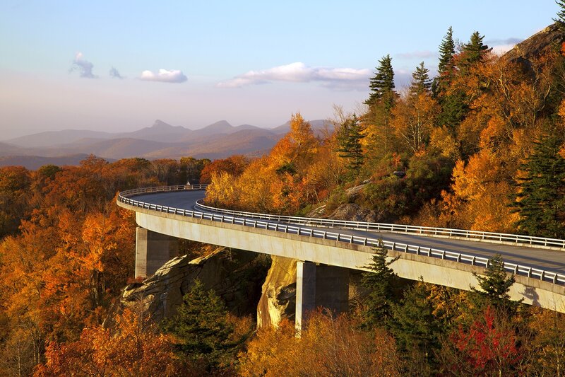 Curved Bridge over Canyon — Orange
