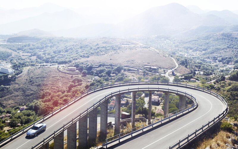curved bridge over valley