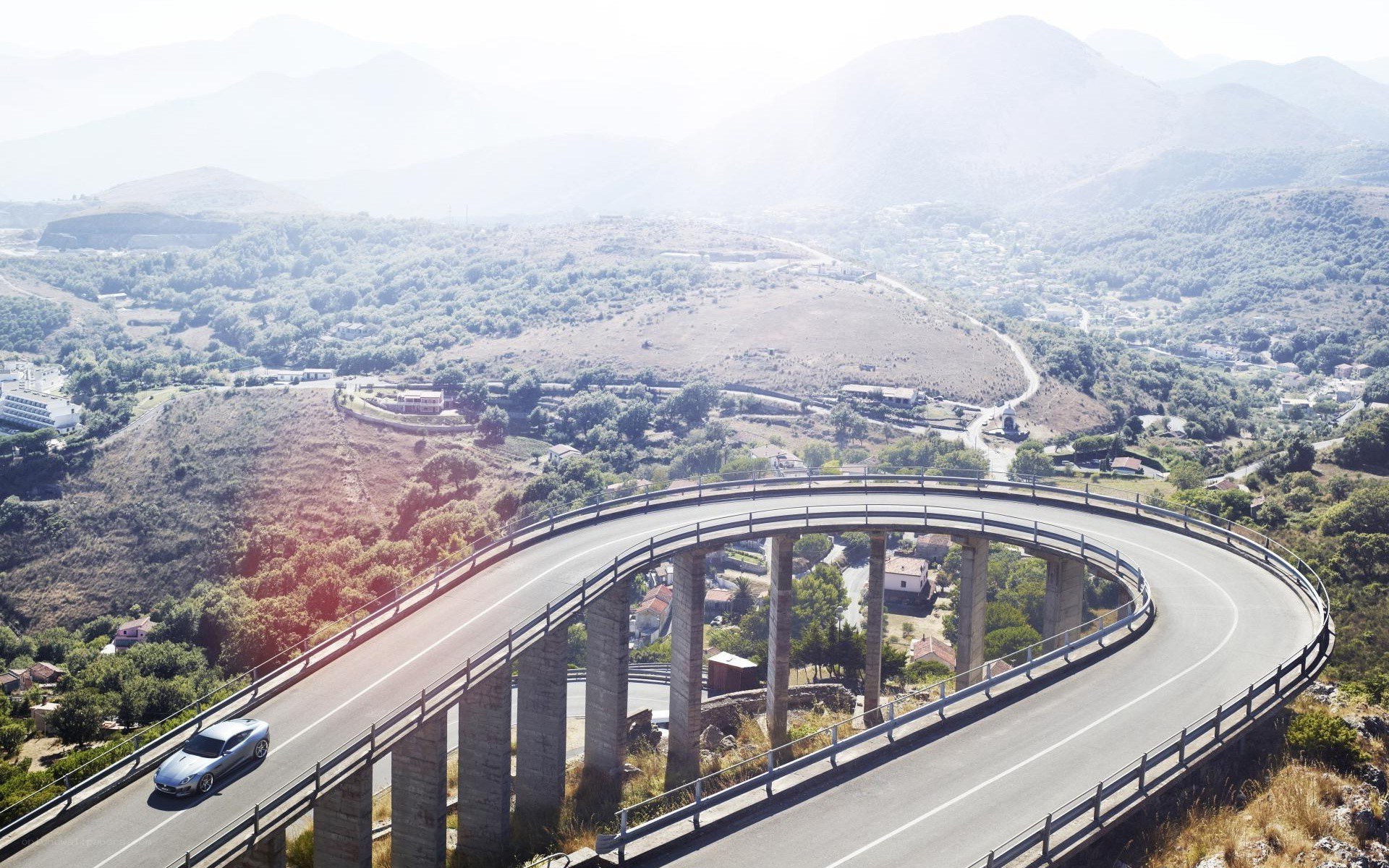 curved bridge over valley