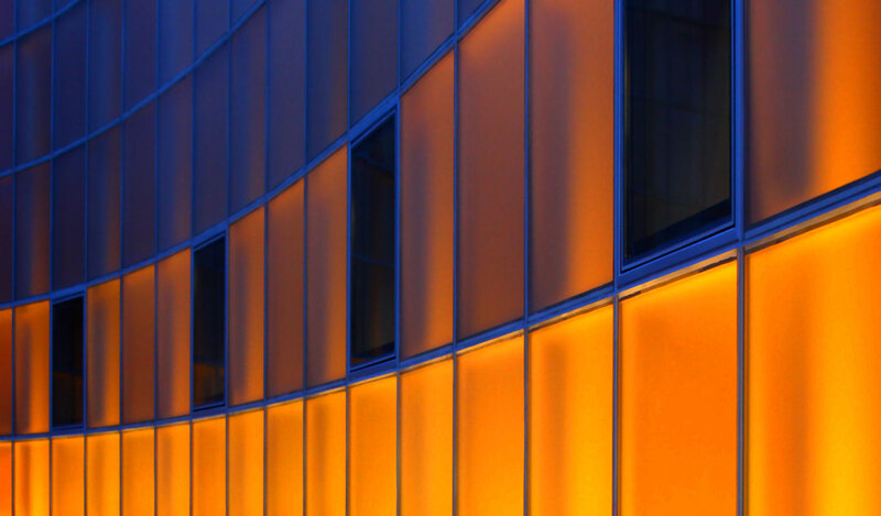 Curved Building Facade — Orange