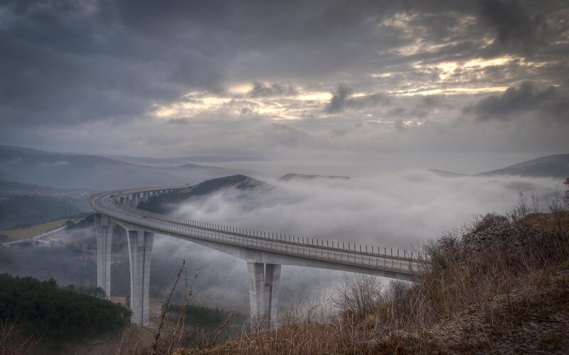 Curved Concrete Bridge — Gray