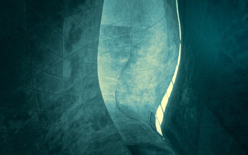 Curved Concrete Structure — Teal