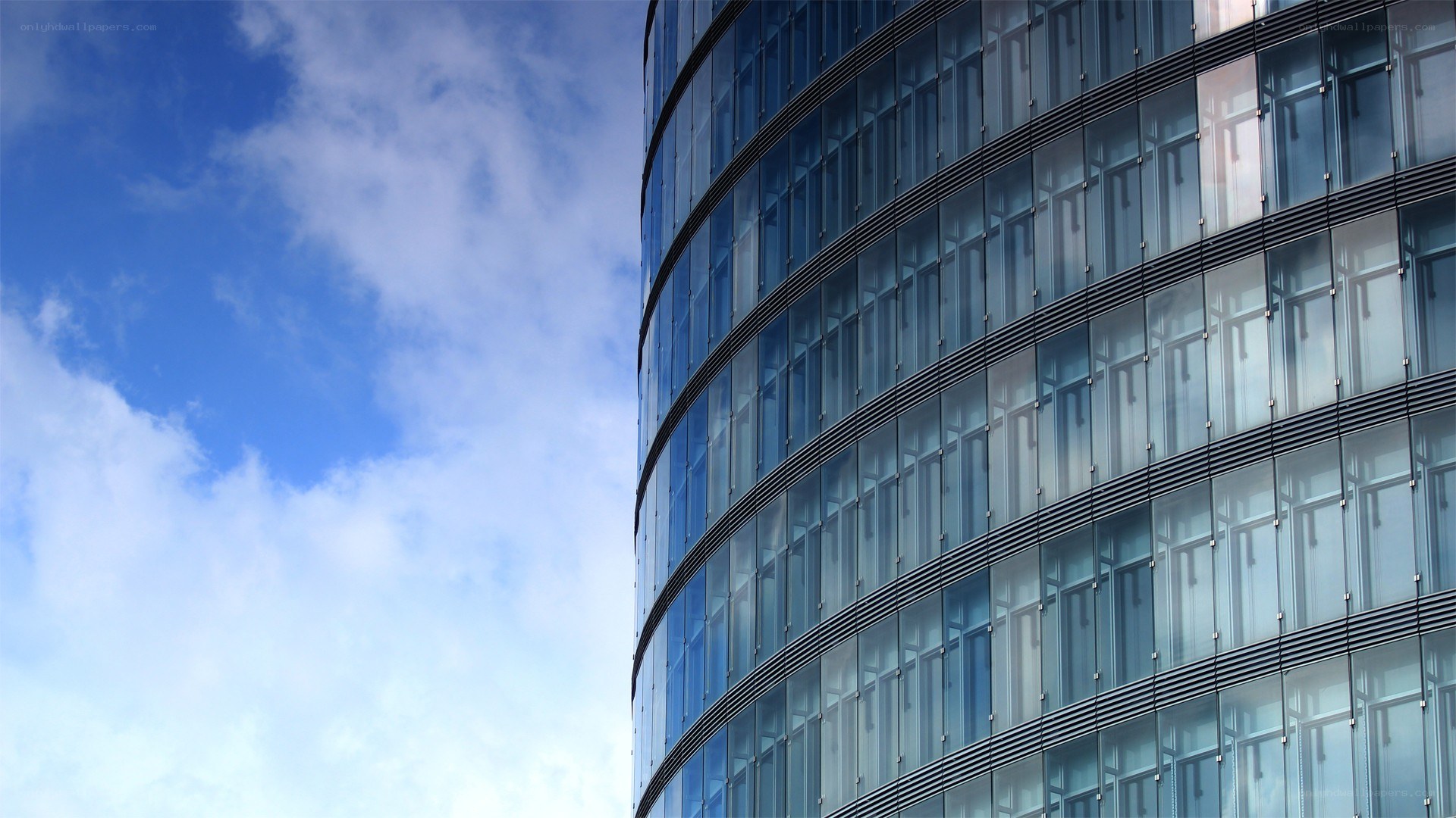curved glass skyscraper