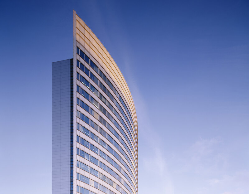 curved glass skyscraper