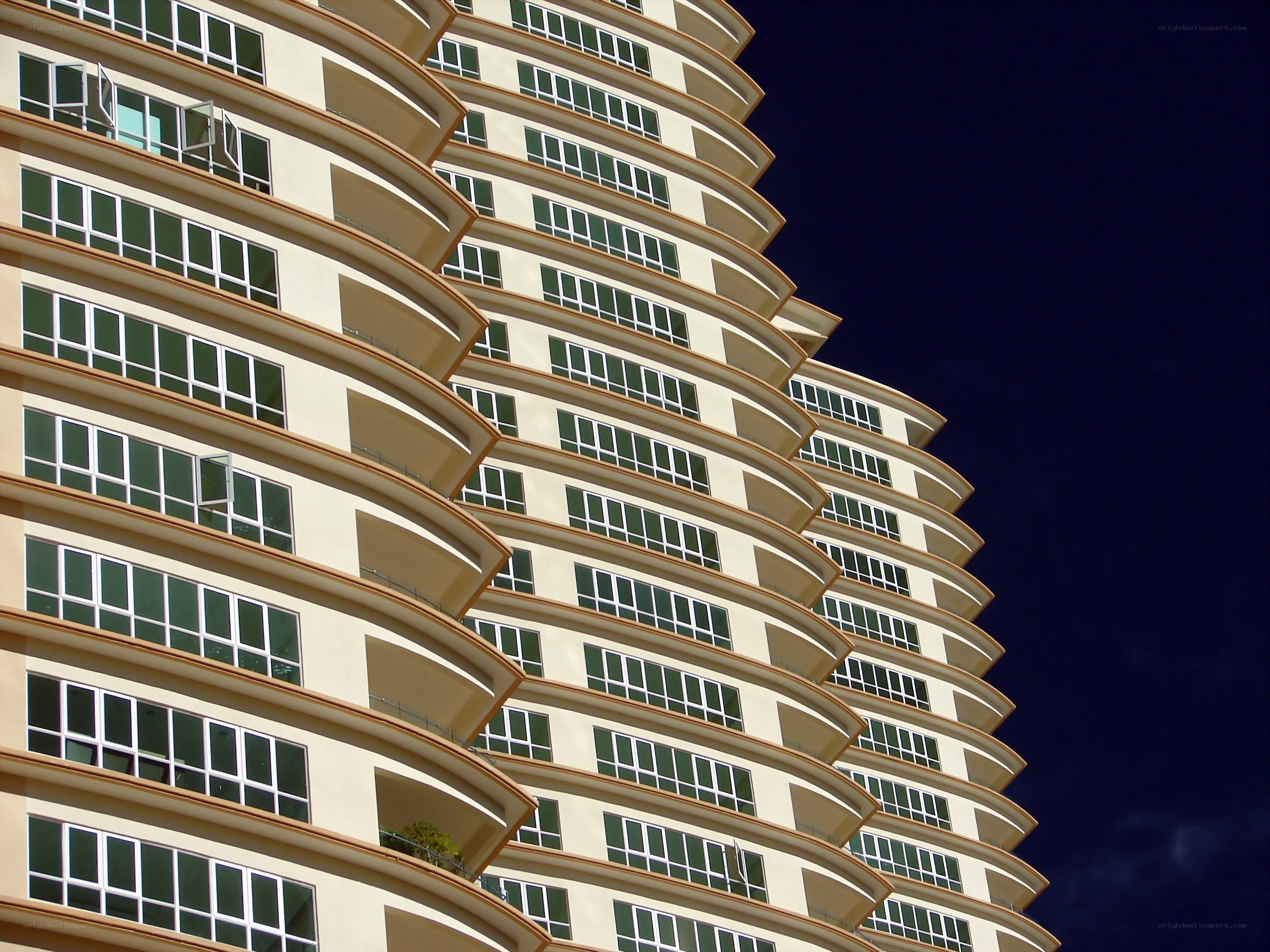 Curved high-rise building facade