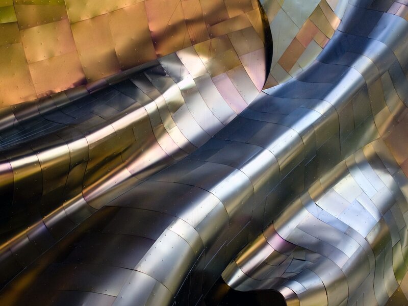 Curved Metallic Surface — Silver, Dramatic