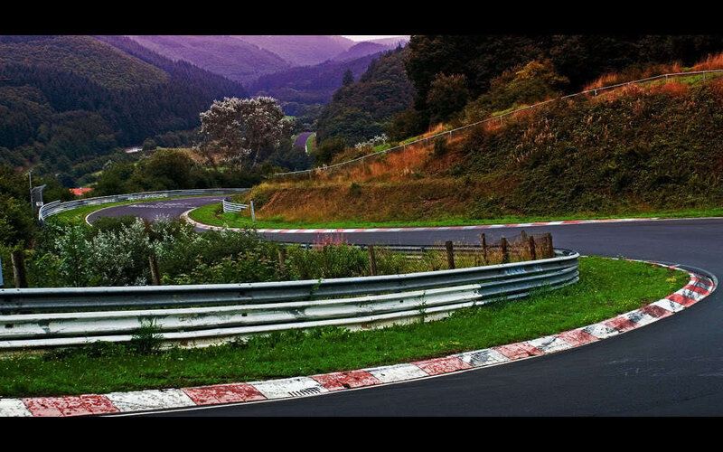 curved race track in mountains