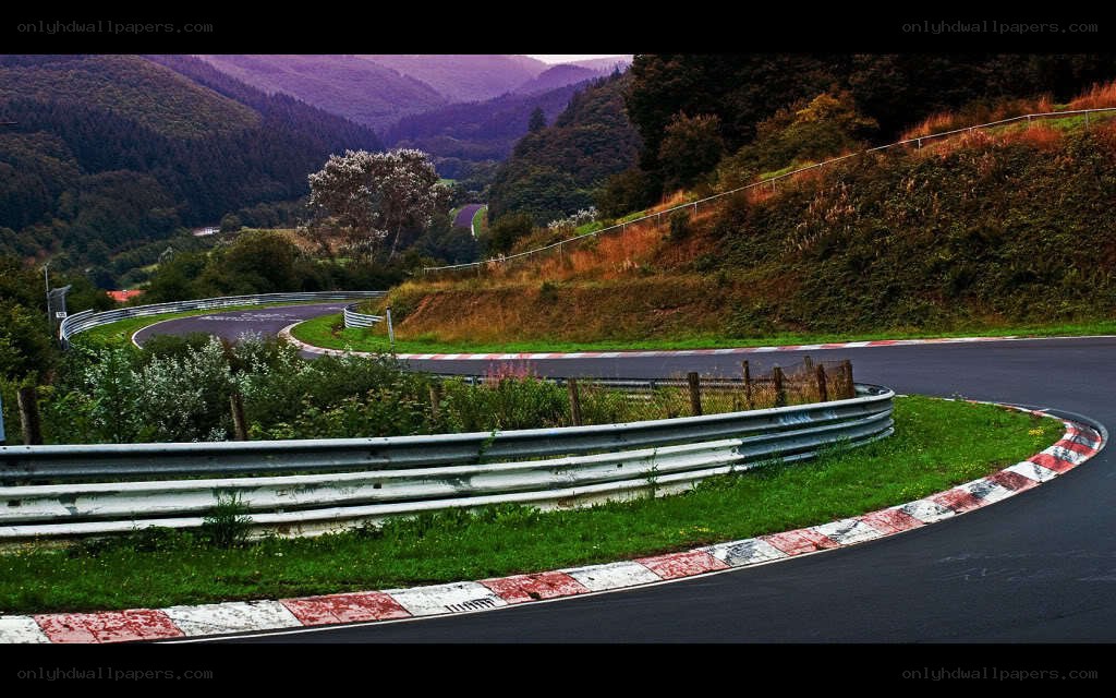 curved race track in mountains