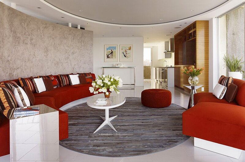 Curved Red Sofa
