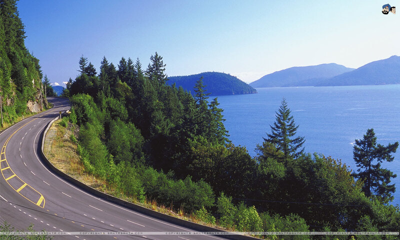 Curved Road Along Coast