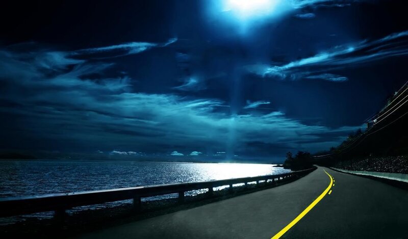 Curved Road at Night