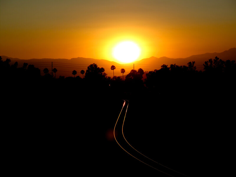 Curved Road at Sunset — Orange