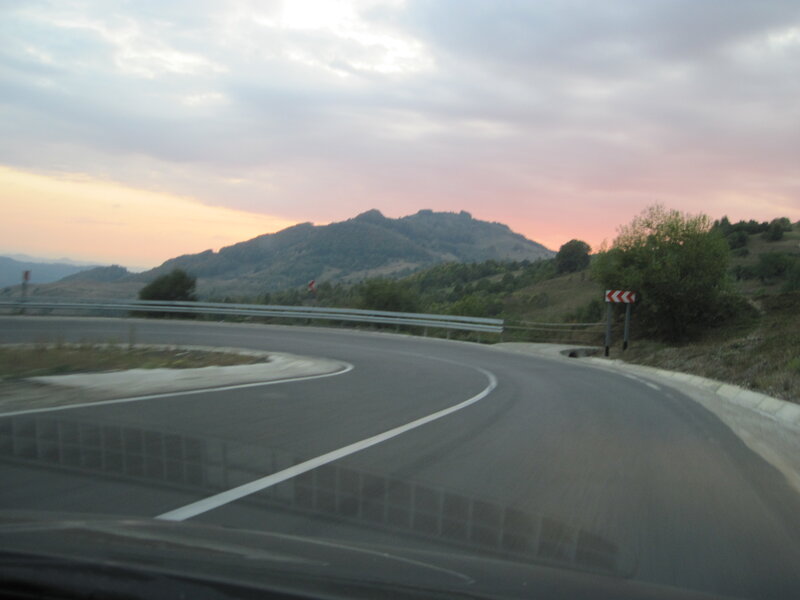 Curved Road at Sunset