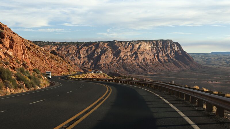 Curved Road in Canyon — Brown, Serene