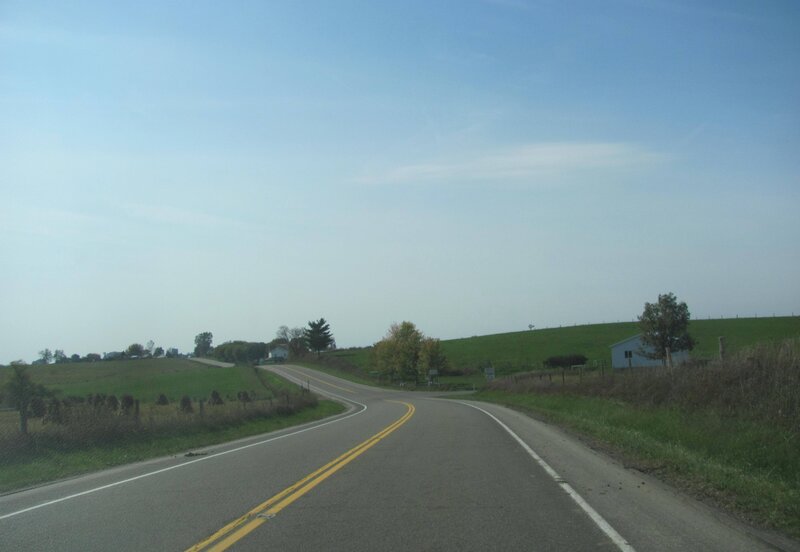 Curved Road in Countryside — Blue