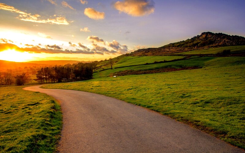 Curved Road in Countryside