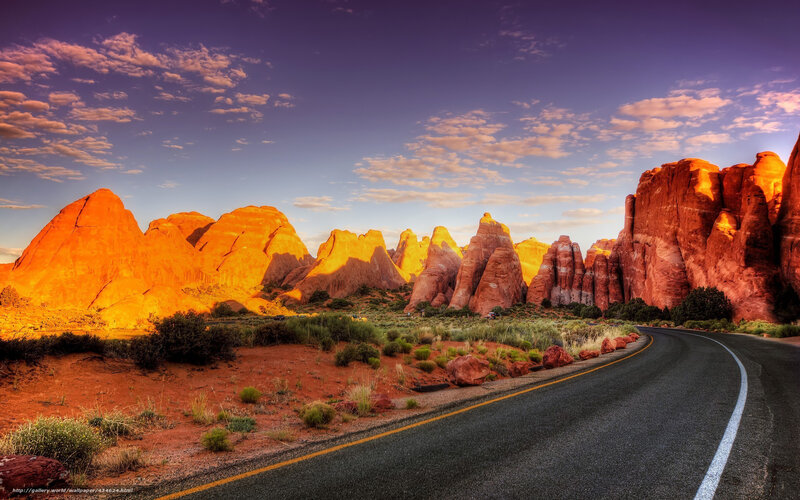 Curved Road in Desert — Red, Dramatic