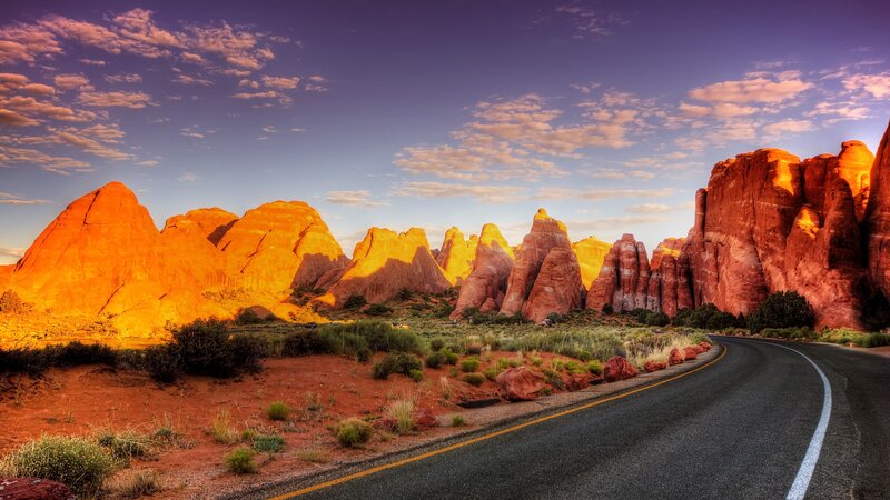 Curved Road in Desert — Red