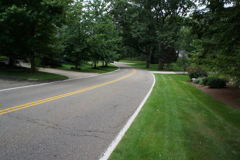 Curved Road in Residential Area