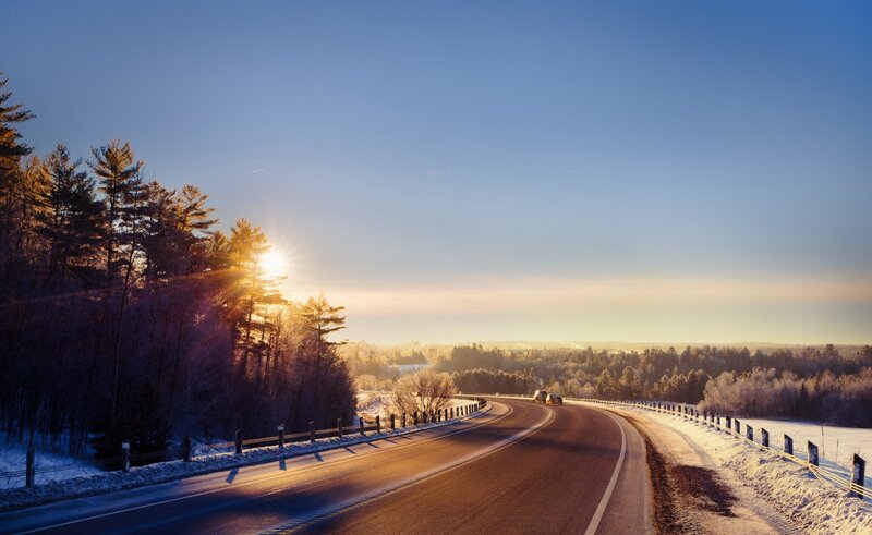 Curved Road in Winter