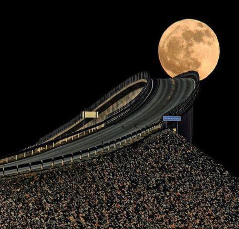 Curved Road to Moon