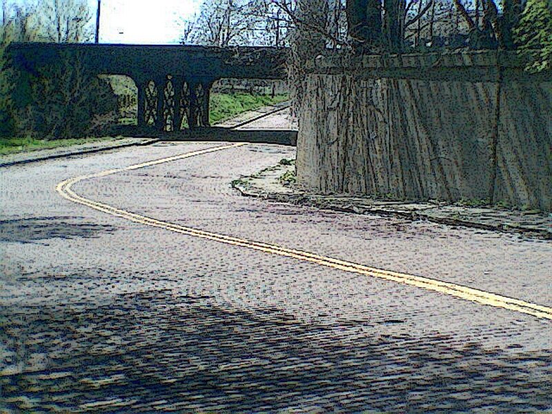 Curved Road under Bridge