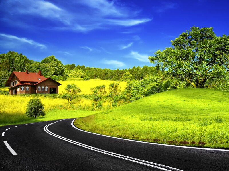 Curved Road with House