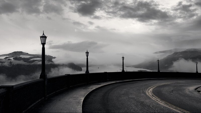 Curved Road with Lampposts