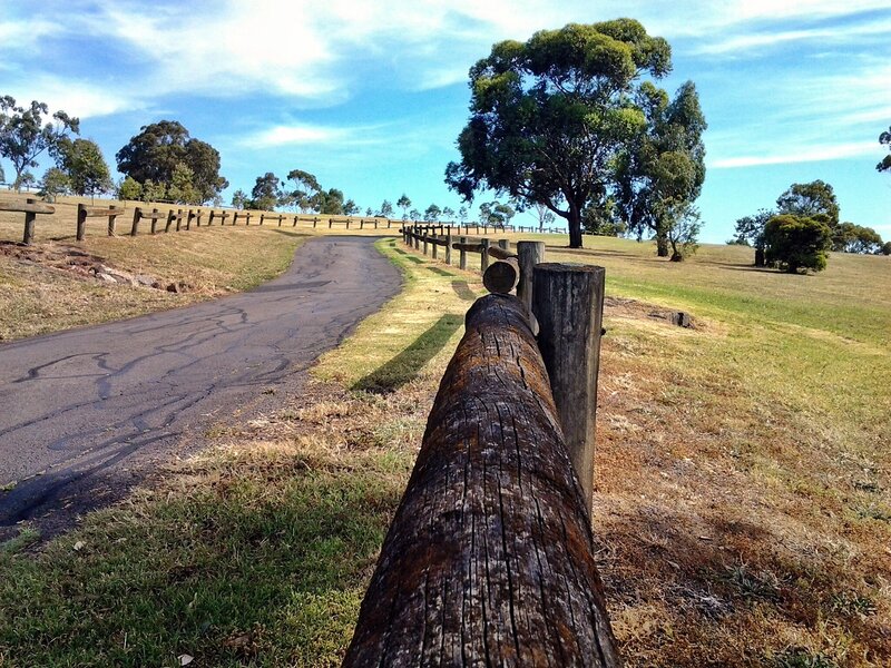 Curved Road with Wooden Fence