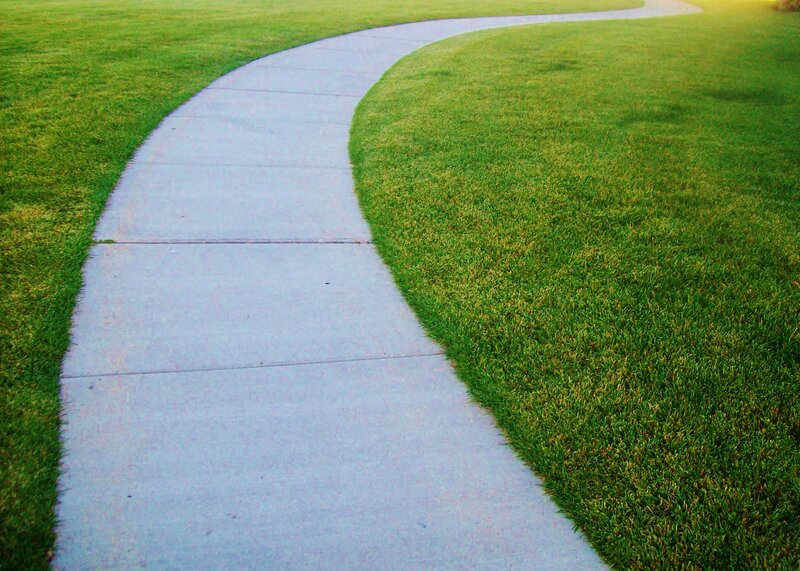 Curved Sidewalk in Grass