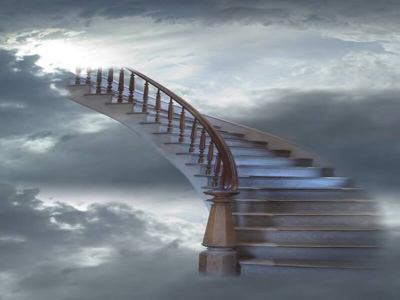 Curved Staircase in Clouds — Gray