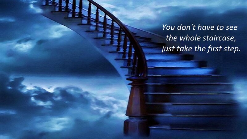 Curved Staircase in Clouds