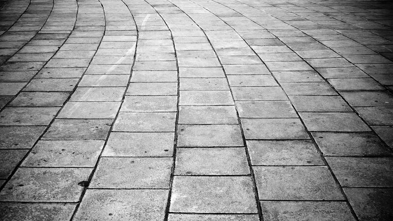 Curved Stone Pavement — Black, Neutral, Photograph