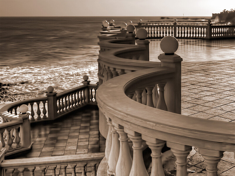 Curved Stone Railing