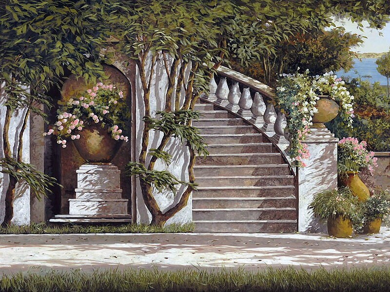 Curved Stone Staircase — Green