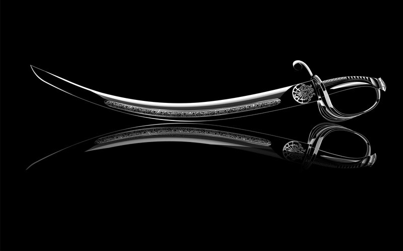 Curved Sword with Reflection