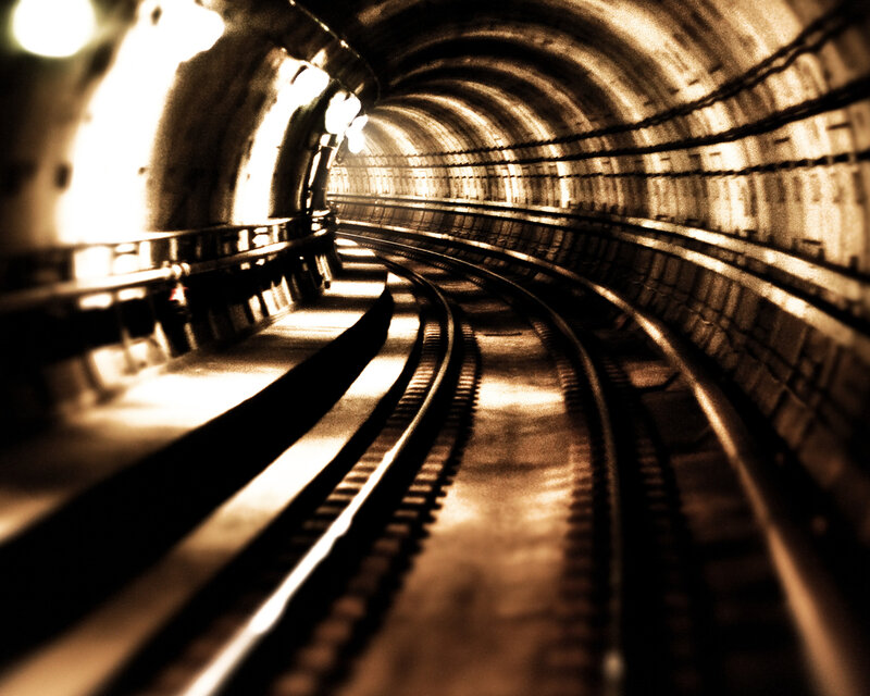 Curved Train Tracks — Brown, Dramatic