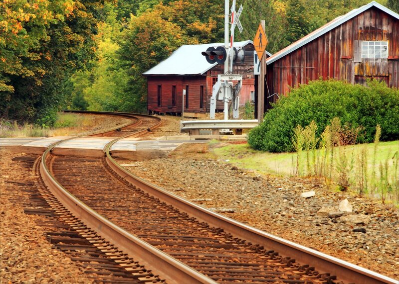 Curved Train Tracks — Brown, Serene