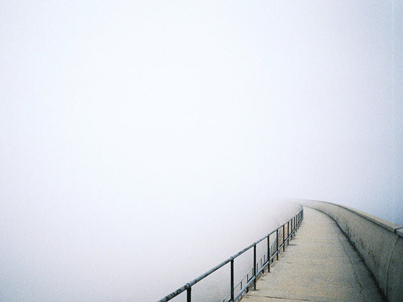 Curved Walkway in Fog