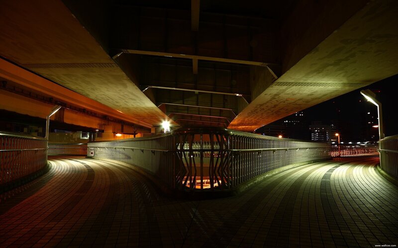 Curved Walkway under Bridge