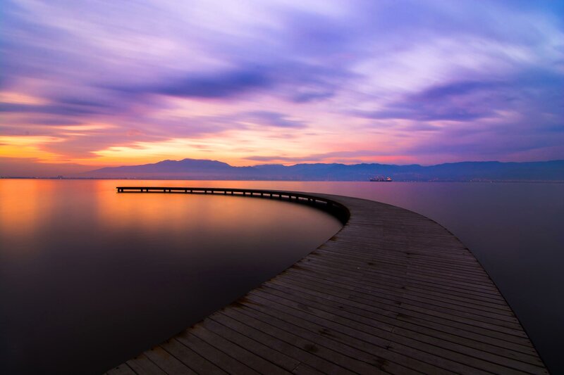 Curved Wooden Pier — Purple