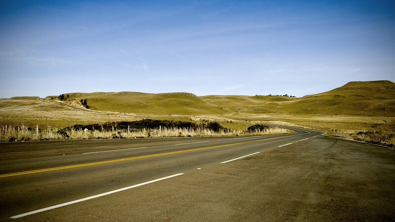 Curving Road Through Hills